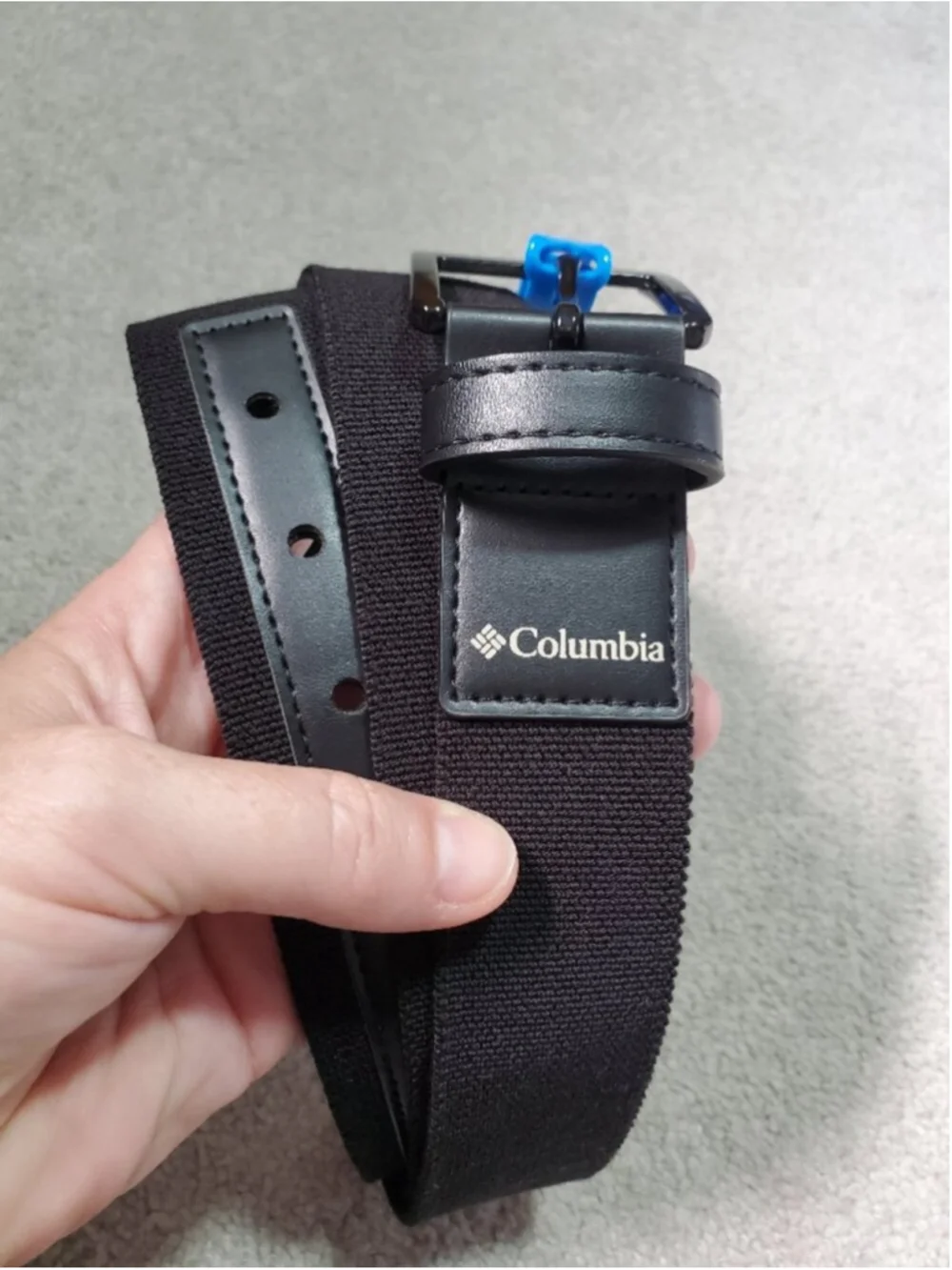 COLUMBIA NWT Stretch Webbing Belt Black Large 38-40 Casual Outdoor Travel Golf